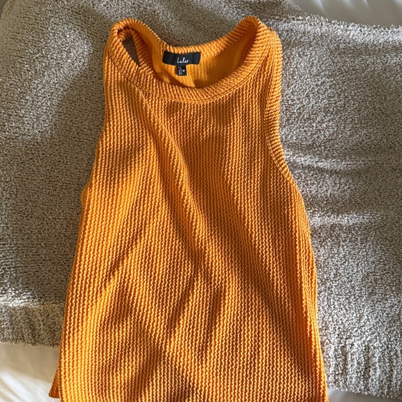 Lulus Essential Update Marigold Ribbed Tank Top - Picture 3 of 3